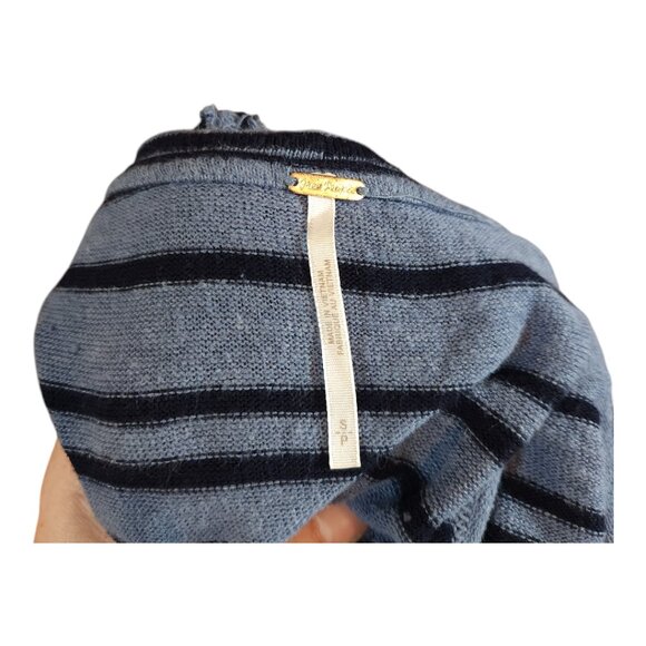 Free People Between The Lines Striped Ruffled Tunic Top in Blue Boho Women's S - Picture 12 of 12